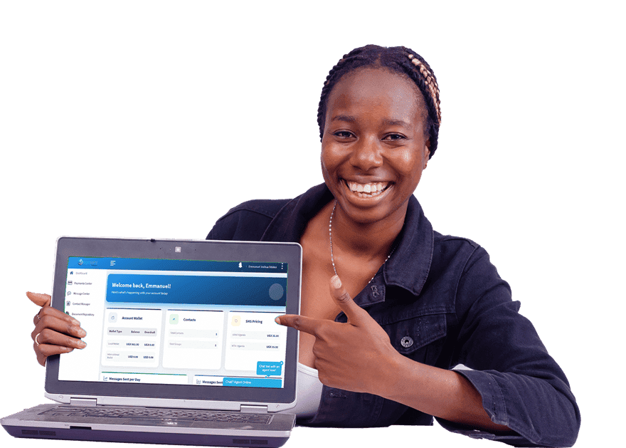 Woman holding a laptop.