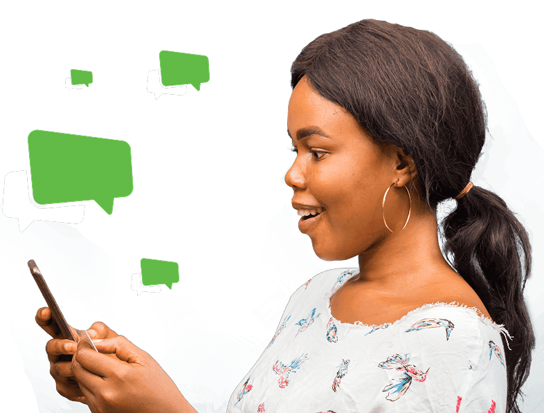 Woman using mobile phone for SMS messaging